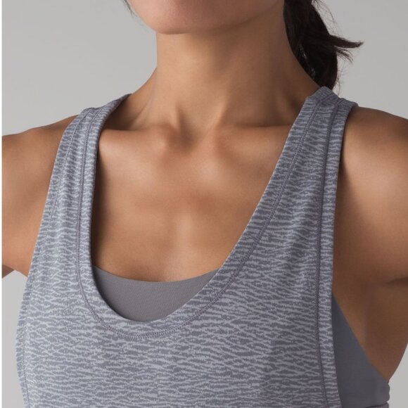 Lululemon Glide & Stride Grey Print Tank with Bra size 6 - Picture 2 of 5